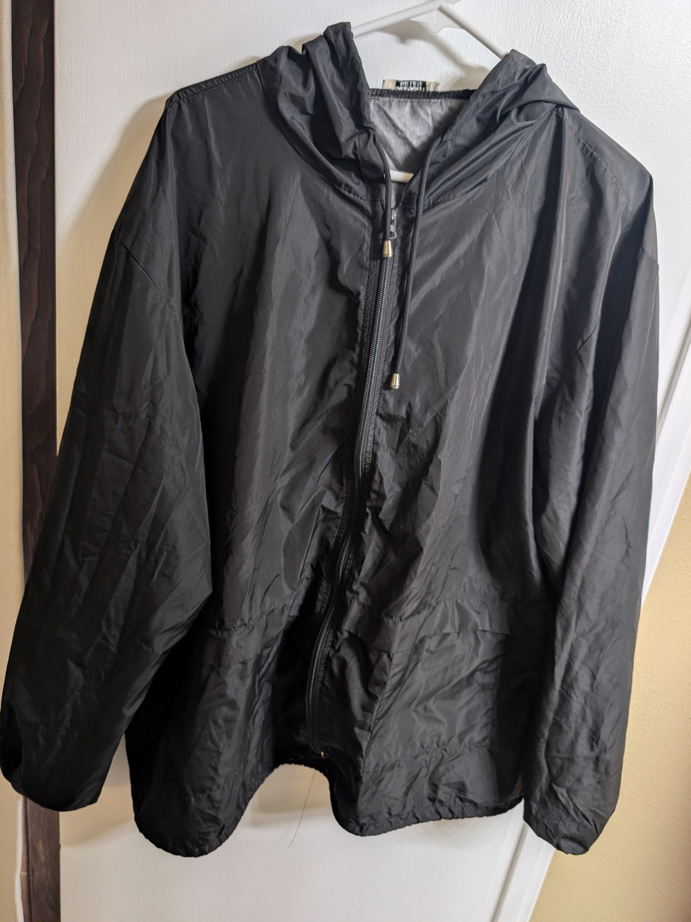 Men's Black Hooded Windbreaker Jacket
